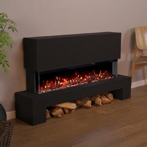 Camino elettrico Glow Fire «Cobalt con vano per la legna, modello da pavimento 42» | Camino da parete con LED multicolori e funzione riscaldante, colore bianco (1800 W) | A x L x P: 75 x 136 x 29 cm