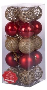 Palline natalizie assortite diametro 6 cm lucide satinate e glitterate set 20 pezzi Santa's House - 6 cm Rosso e oro
