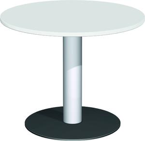 Tavolo a colonna, diametro x altezza 900 x 720 mm, rotondo, colore del piano grigio chiaro, colonna argento, base a piatto antracite