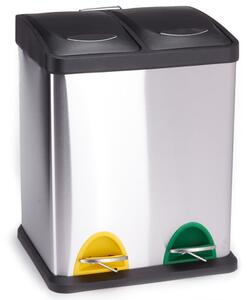 Cestino per la spazzatura 2x8 l color argento opaco in acciaio per raccolta differenziata/con pedale Tri Selectif – MSV
