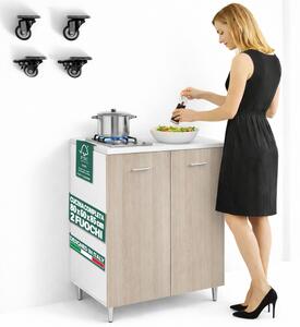 Mobile Cucina con Piano Cottura 2 Fuochi 80x60x85 cm con Piastre in Ghisa Olmo