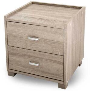 Comodino Mobile Cassettiera 2 Cassetti 40x43x44 cm in Legno MDF Rovere