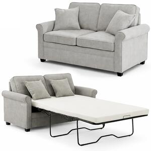 Divano Letto a 2 Posti 142,5x77x86 cm con Cuscino Memory Ergonomico e Apertura Facile in Tessuto Grigio