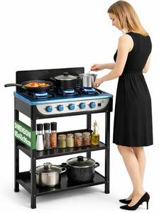 Cucina a Gas GPL da Esterno Piano Cottura con 5 Fuochi 65x45x90 cm in Acciaio