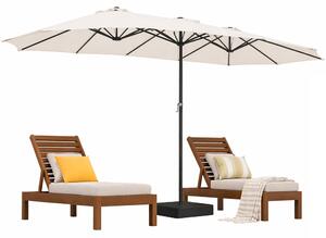 Ombrellone Doppio da Esterno 450x265x237 cm con Base 65x65 cm e Rivestimento Anti UV Crema