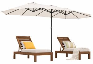 Ombrellone Doppio da Esterno 450x265x237 cm Senza Base e Rivestimento Anti UV Crema