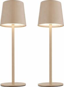 2x lampada da tavolo a LED, color sabbia, dimmer touch, batteria ricaricabile, H 28 cm