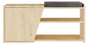 Panca Scarpiera da Ingresso 104x37x47 cm 2 Ripiani Porta Scarpe Mobiletto con Anta e Cuscino in MDF Quercia e Grigio