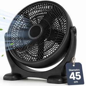 Ventilatore da Pavimento Ø45 cm Inclinazione Variabile Potenza 75W Nero