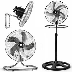 Ventilatore Manila 3 in 1 con Pale in Acciaio Ø45x125cm Testa Oscillante 3 Velocità Tripla Installazione Argento e Nero