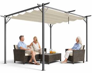Pergola Gazebo Retrattile da Giardino 300x400x230 cm Anti UV e Impermeabile Beige