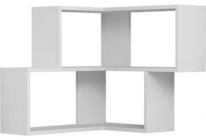 Mensola Scaffale Angolare da Parete 70x20x62 cm a 2 Ripiani Salvaspazio in Legno Bianco