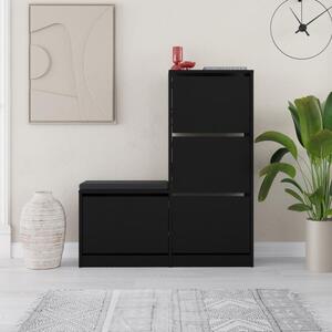 Scarpiera Salvaspazio 105x26x118,5 cm 3 Ante a Ribalta in Melamina Nero