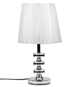 Lampada da tavolo con anelli in vetro e paralume in tessuto bianco-argento, altezza 41 cm, in metallo, Formano WA