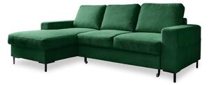 Divano letto in velluto a coste verde scuro (angolo sinistro) Lofty Lilly - Miuform