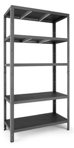 Scaffale a Incastro RAKO 100x40x187 cm 5 Ripiani Portata 80 kg in Metallo Grigio Scuro