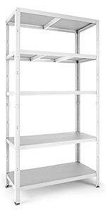 Scaffale a Incastro RAKO 100x40x187 cm 5 Ripiani Portata 80 kg in Metallo Bianco