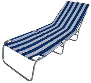 Lettino prendisole da spiaggia pieghevole e reclinabile bianco blu Taormina Stripes