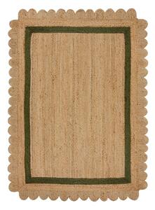 Tappeto verde scuro/di colore naturale in iuta tessuto a mano 160x230 cm Grace Green – Flair Rugs