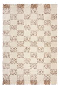 Tappeto color crema/di colore naturale in misto lana tessuto a mano 200x300 cm Eric Checkboard – Flair Rugs