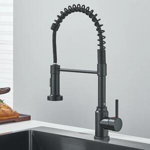 Miscelatore per cucina – Miscelatore estraibile per lavello – Acciaio inossidabile – Girevole a 360° – 2 tipi di getto – Miscelatore monocomando – Nero opaco