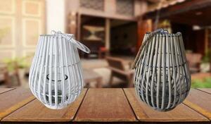 Lanterna in vimini con portacandela in vetro Vimini Selection - Gray