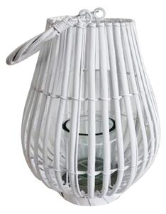 Lanterna in vimini con portacandela in vetro Vimini Selection - White