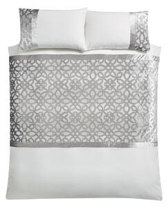 Set copripiumino e federa color crema e greige in velluto per letto matrimoniale e per letto esteso 230x220 cm Lattice Cut – Catherine Lansfield