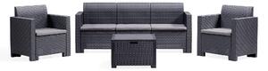 Milani Home - salotto da giardino 3 posti in wicker nero con cuscini, set lounge per terrazzo, portico e giardino