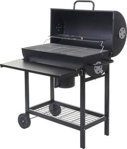 Carrello barbecue MCW-F70, barbecue a carbonella da giardino con coperchio e ripiano, in acciaio, 103x93x70 cm, nero