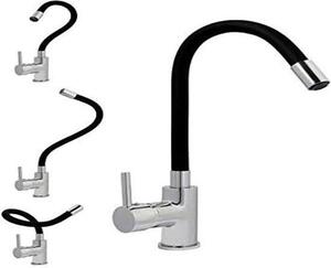 Wastafelmengkraan Koben Traagschuim - Rubinetto da cucina in ottone - bocca incernierata - aeratore invisibile - dado a sgancio rapido - azionamento manuale - altezza 395 mm - sporgenza 180 mm - nero