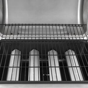 Barbecue a gas vidaXL a 4 fuochi, nero e argento