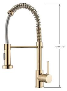 Miscelatore per lavello da cucina con doccetta estraibile, girevole a 360°, miscelatore monocomando per acqua calda e fredda, in acciaio inossidabile, finitura oro