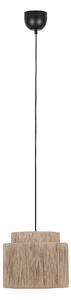 Lampada a sospensione Japandi nera con corda marrone 31cm - Smilla