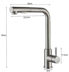 Miscelatore da cucina estraibile - Acciaio inossidabile 304 - Installazione monoblocco - Miscelatore monocomando - Acqua calda e fredda - Finitura in nichel spazzolato