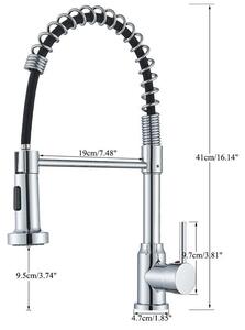 Miscelatore monocomando per lavello da cucina, con doccetta estraibile, girevole a 360°, in acciaio inossidabile, per acqua calda e fredda, da montare a incasso. Finitura: cromo
