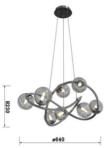 Wofi 7014-805 - Lampadario LED a sospensione con filo NANCY 8xG9/3,5W/230V nero/cromo