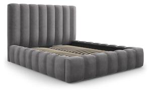Letto matrimoniale imbottito grigio con contenitore con griglia 180x200 cm Kelp - Micadoni Home