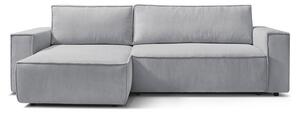 Divano letto a coste grigio chiaro ad angolo variabile Nihad - Bobochic Paris