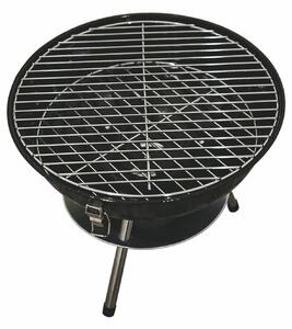 BBQ Mini Barbecue tondo con coperchio struttura in metallo griglie cromate ripiano inferiore