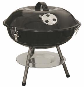 BBQ Mini Barbecue tondo con coperchio struttura in metallo griglie cromate ripiano inferiore