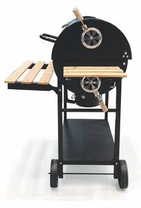 BBQ Barbecue rettangolare con ruote e coperchio 2 ripiani in legno struttura in metallo BestBQ
