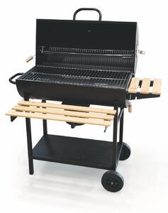 BBQ Barbecue rettangolare con ruote e coperchio 2 ripiani in legno struttura in metallo BestBQ