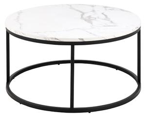 Tavolino rotondo bianco con piano effetto marmo ø 80 cm Spiro - Actona