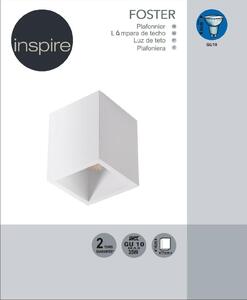 Plafoniera moderno Foster bianco, in gesso, 11x11 cm, INSPIRE