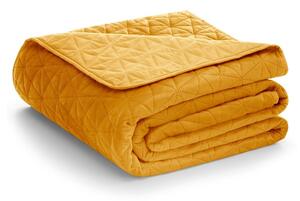 Copriletto giallo in velluto con rivestimento trapuntato 220x240 cm Laila – Restilo