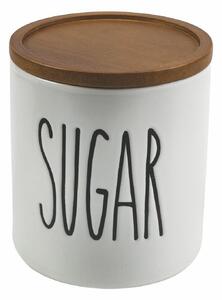 Barattoli sale zucchero e caffè in gres bianco e nero con coperchio in legno Urban Kitchen