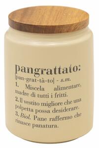 Barattolo 800 ml in gres color crema con coperchio in bamboo Victionary - Zucchero