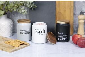 Barattoli sale zucchero caffè da tavola in gres con coperchio ermetico in bamboo set 3 pezzi Idee