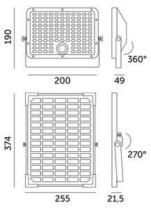 Faro solare LED esterno 30W 6,4V IP65 sensore 3000/4000K